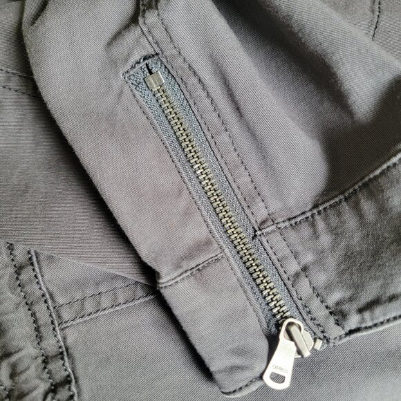 Express Women M Gray Full Zip Military Utility Jacket Cargo Style Waist Cinch - Picture 10 of 10